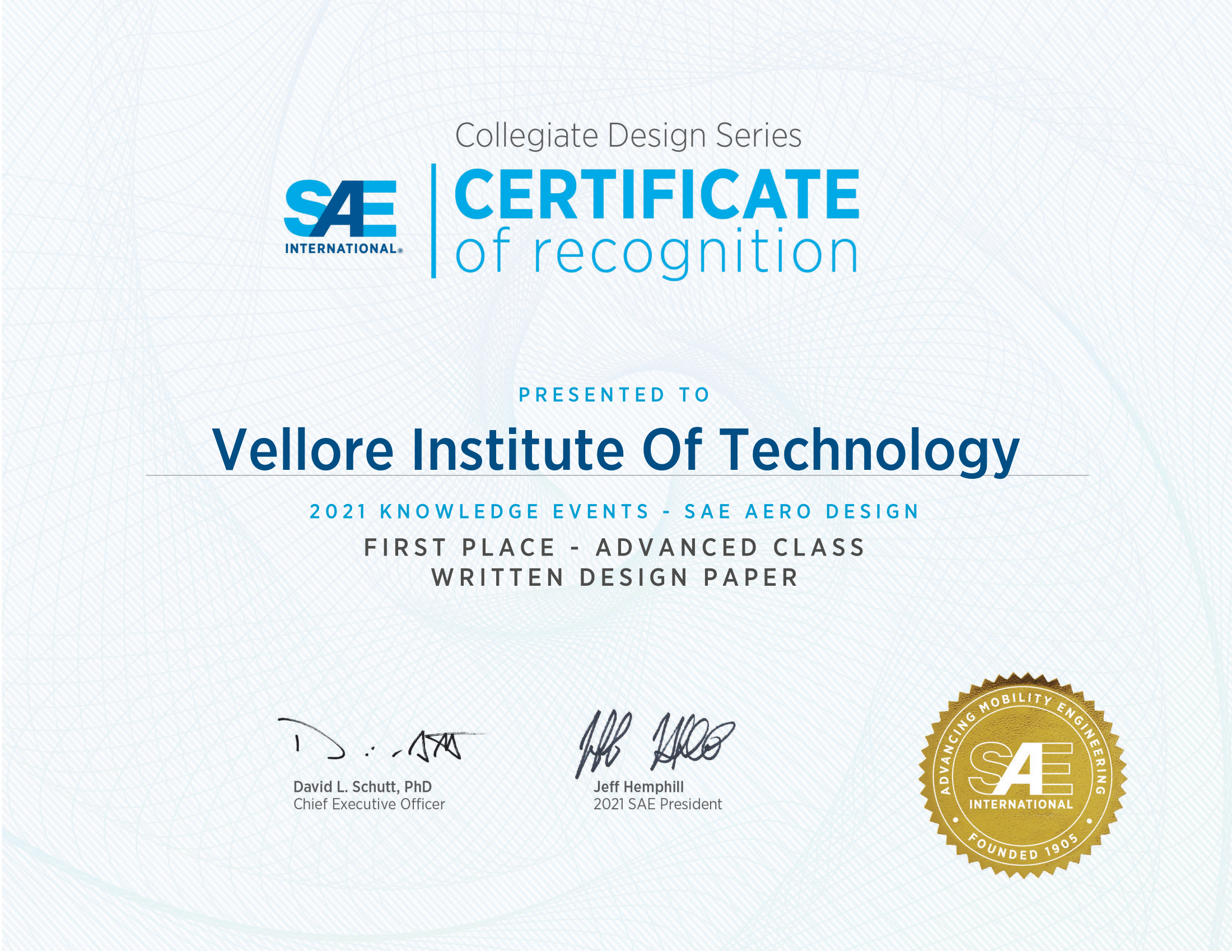 Design Report Certificate