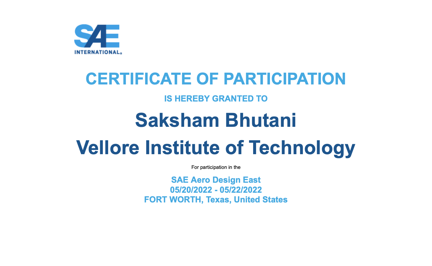 Participation Certificate